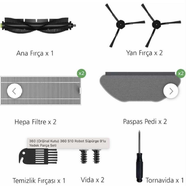 360 S10 Robot Süpürge 9'lu Aksesuar Seti - Orijinal Ürün - Görsel 2