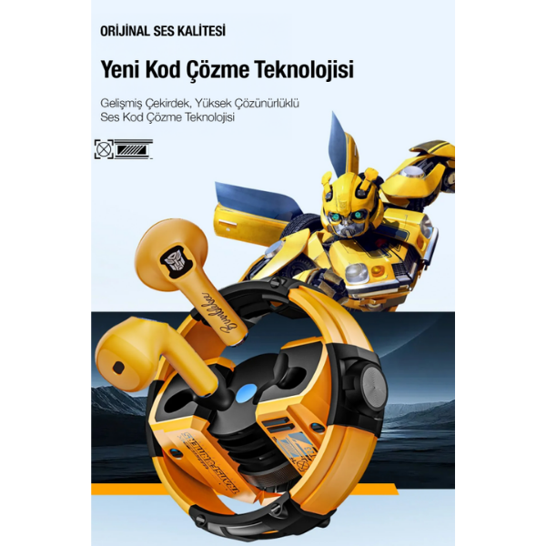 Transformers TF-T23 Bluetooth 5.4 Kulak İçi Kulaklık - Sarı - Görsel 3