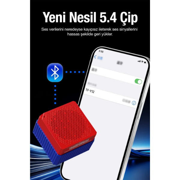 Transformers TF-Y12 Bluetooth 5.4 Mini Hoparlör IPX6 Outdoor - Mavi - Görsel 2