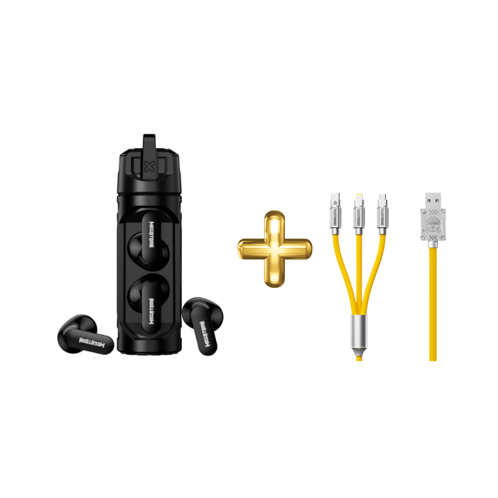 Transformers TF-T11 Bluetooth Kulaklık Siyah - TF-A03 3’ü 1 Arada Hızlı Şarj Data Kablo Hediye