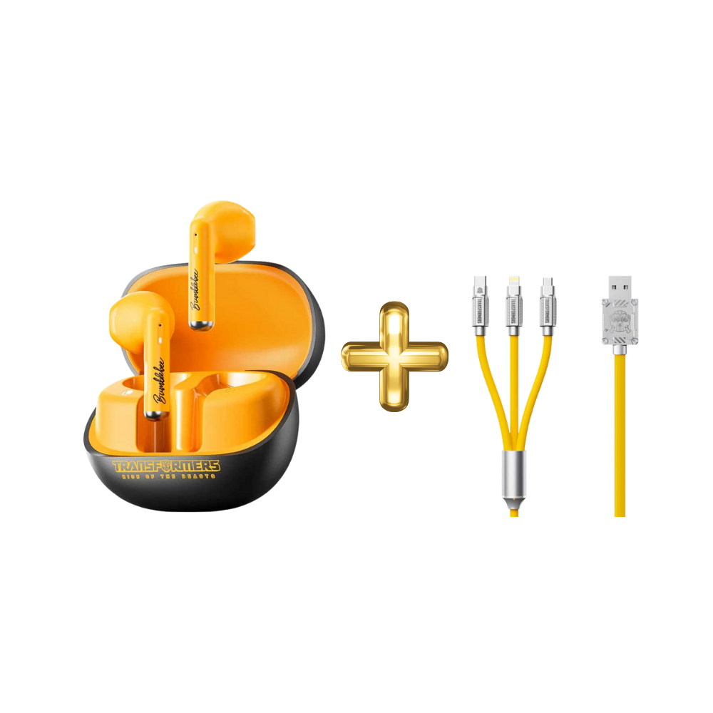 Transformers TF-T28 Kulaklık Sarı - TF-A03 3’ü 1 Arada Hızlı Şarj Data Kablo Hediye