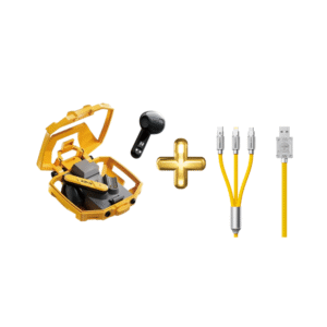 Transformers TF-T32 Bluetooth Kulaklık Sarı - TF-A03 3’ü 1 Arada Hızlı Şarj Data Kablo Hediye